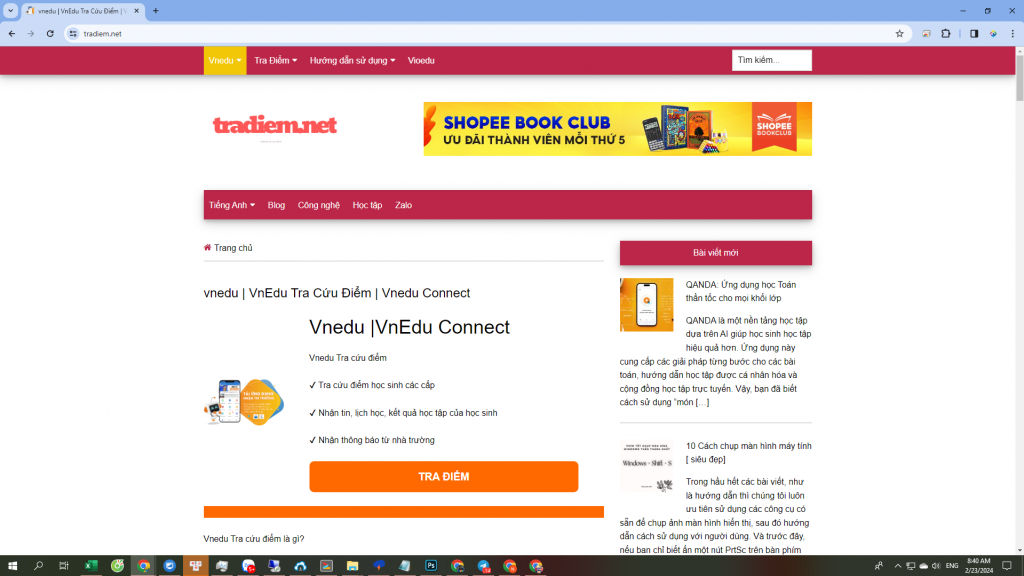 Hướng dẫn mở trang web